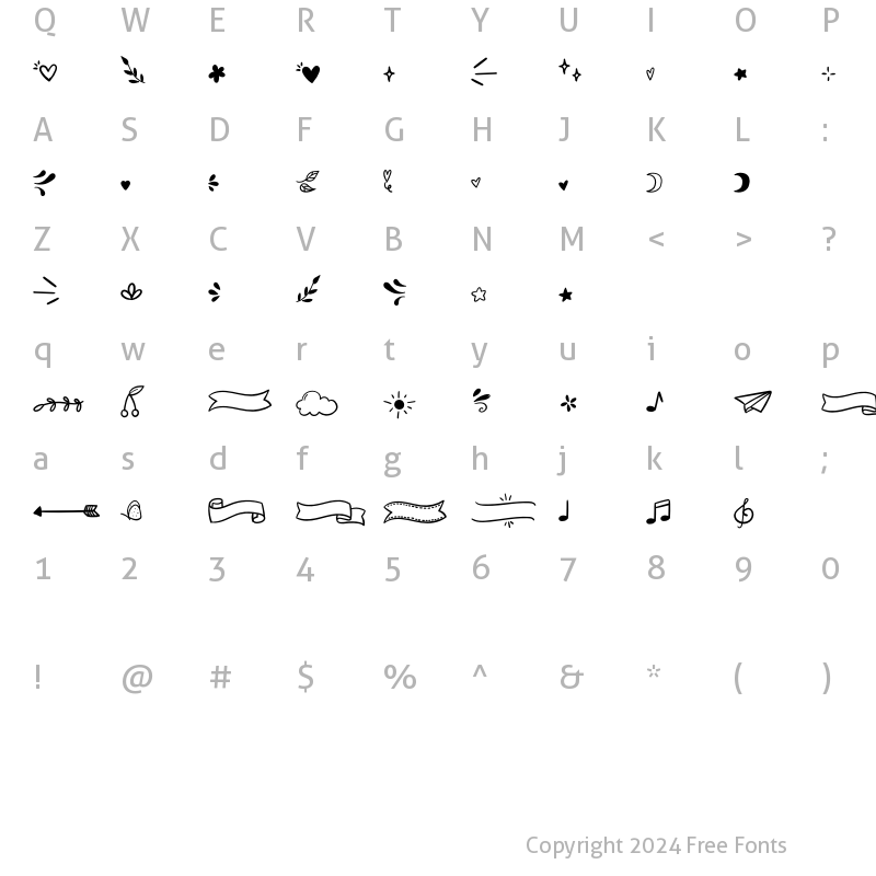 Character Map of Summer Like Dingbat Regular