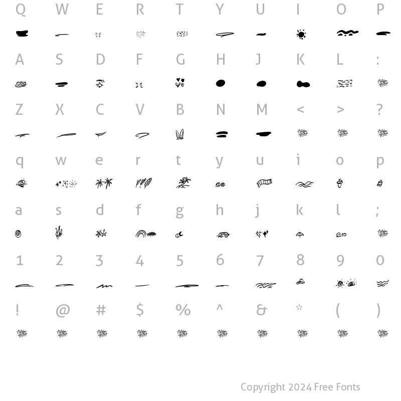 Character Map of Summer Lovers Dingbat Regular