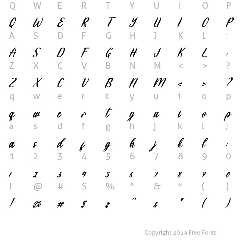 Character Map of Summer View Italic