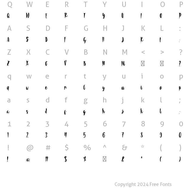 Character Map of Summeria Regular