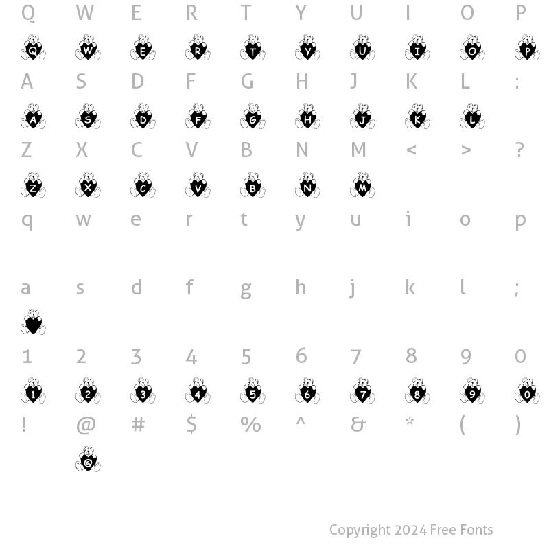 Character Map of Summer's BearHearts Regular