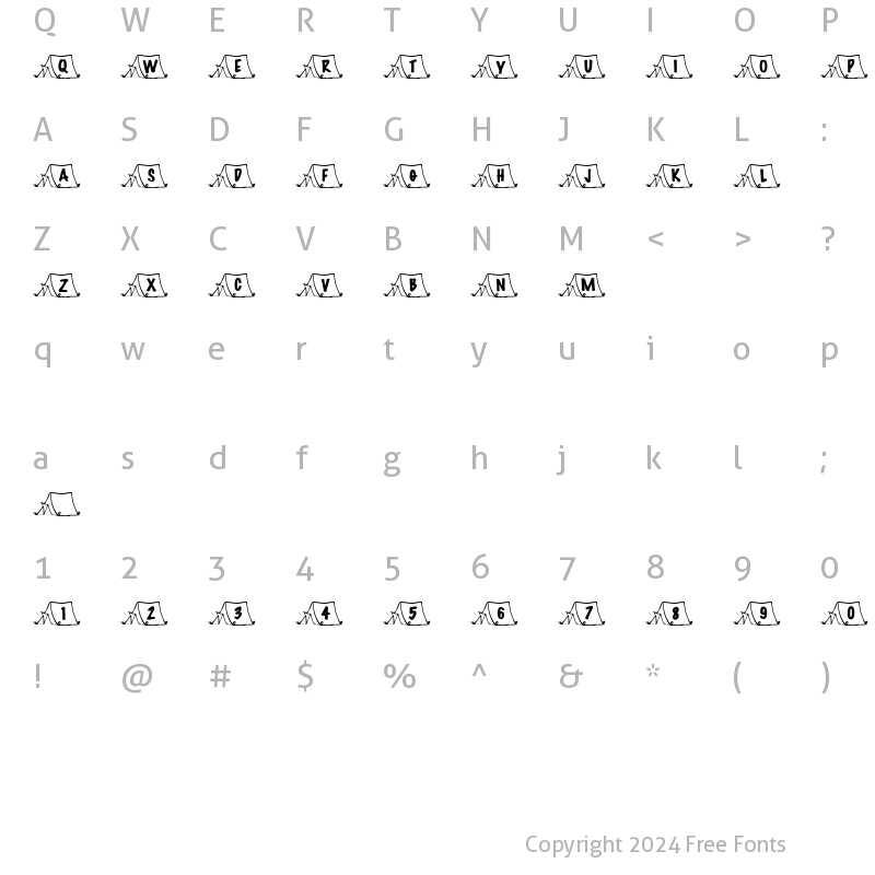 Character Map of Summer's Tents Regular