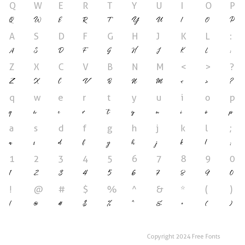 Character Map of Summertime Alt Regular