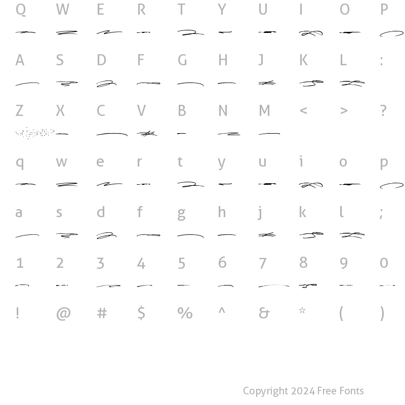 Character Map of Summertime  Swash Regular