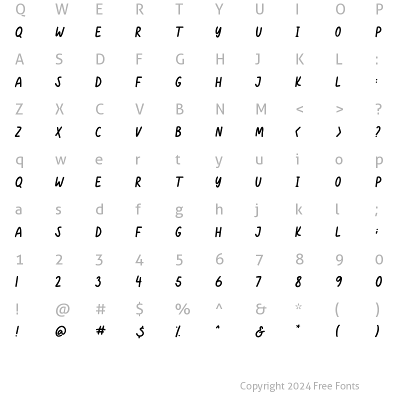 Character Map of Sun Kissed Print