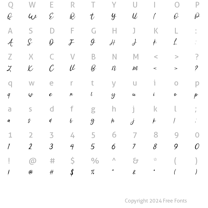 Character Map of Sun Pride Regular