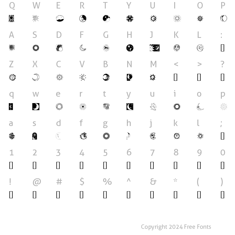 Character Map of SunandMoon Regular