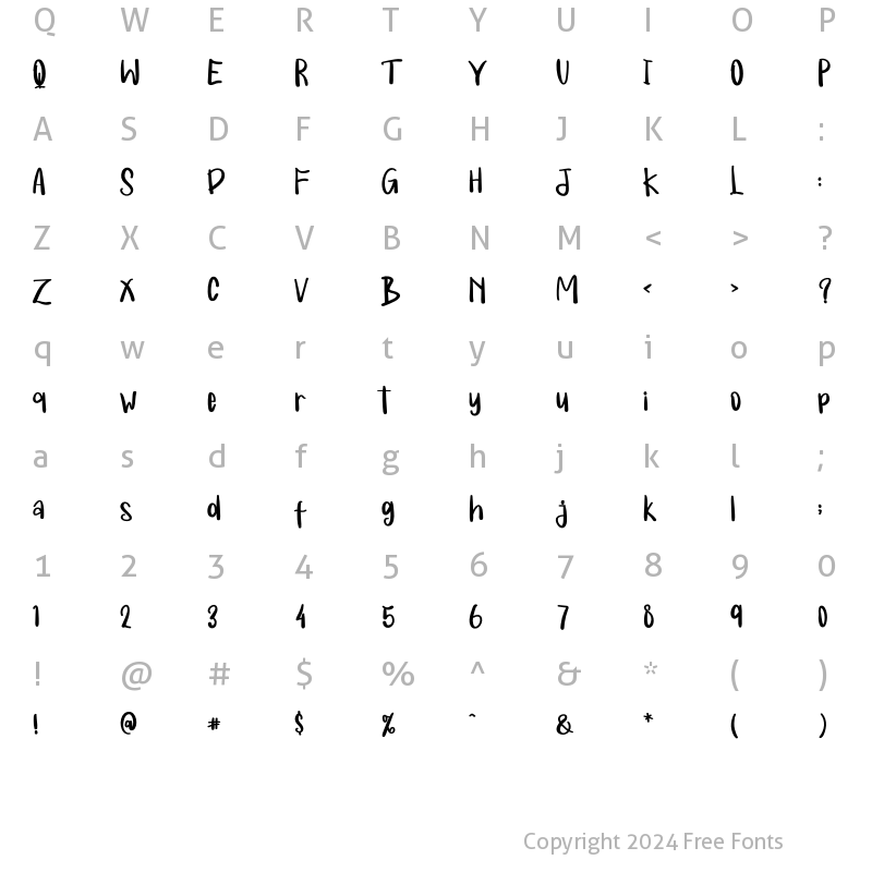 Character Map of SUNCUT Regular