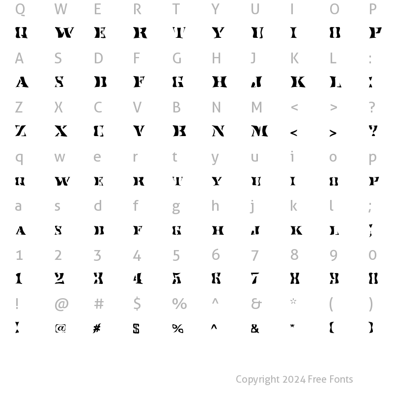 Character Map of SundanceKid Regular