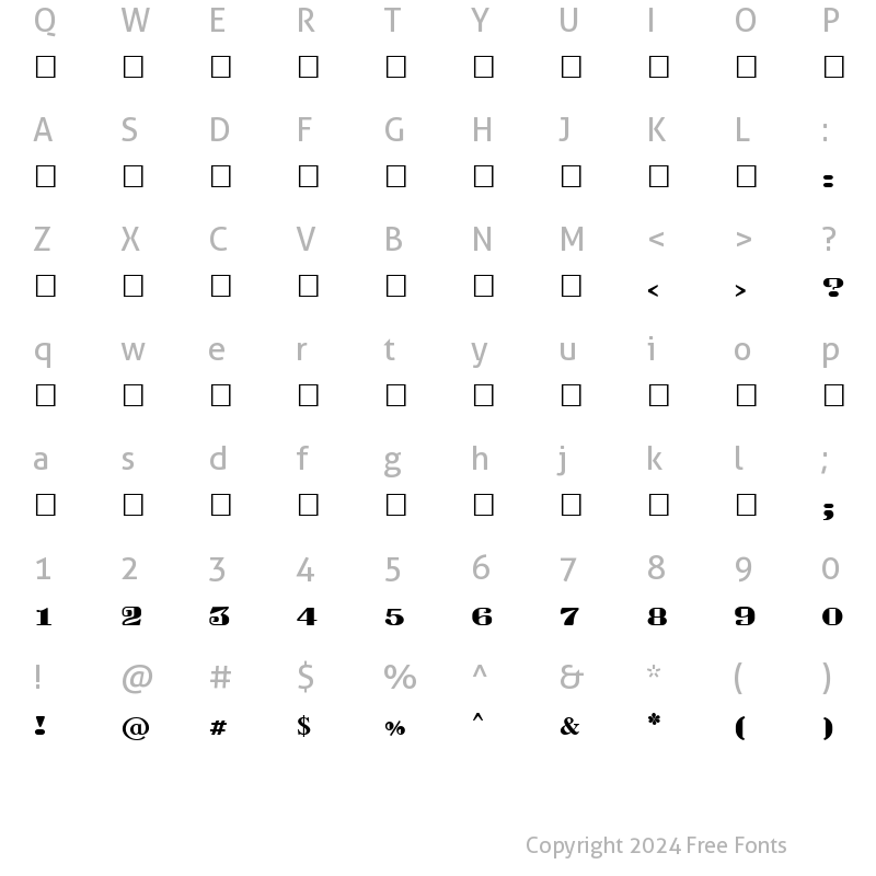 Character Map of SUNDARAM-0824 Regular