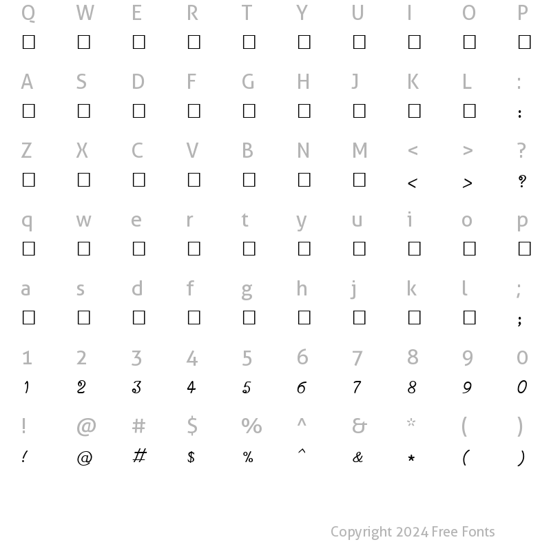 Character Map of SUNDARAM-1352 Regular