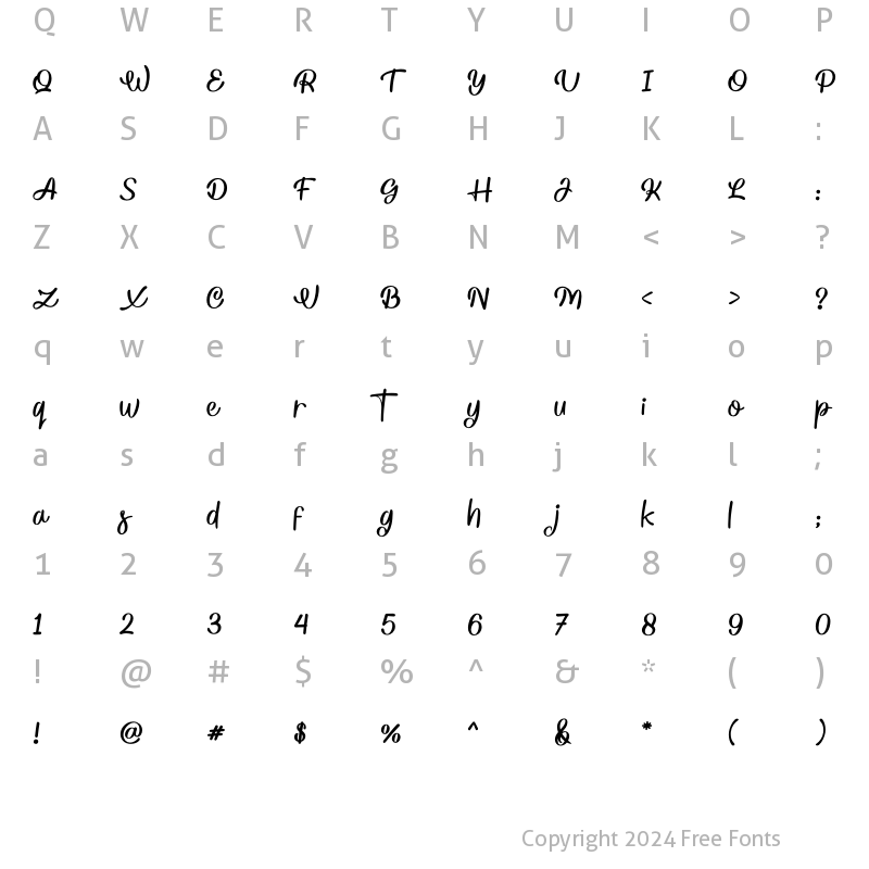 Character Map of Sunday Vibes Regular