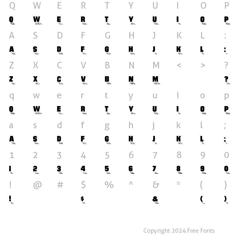 Character Map of SundownDisplayCaps Regular