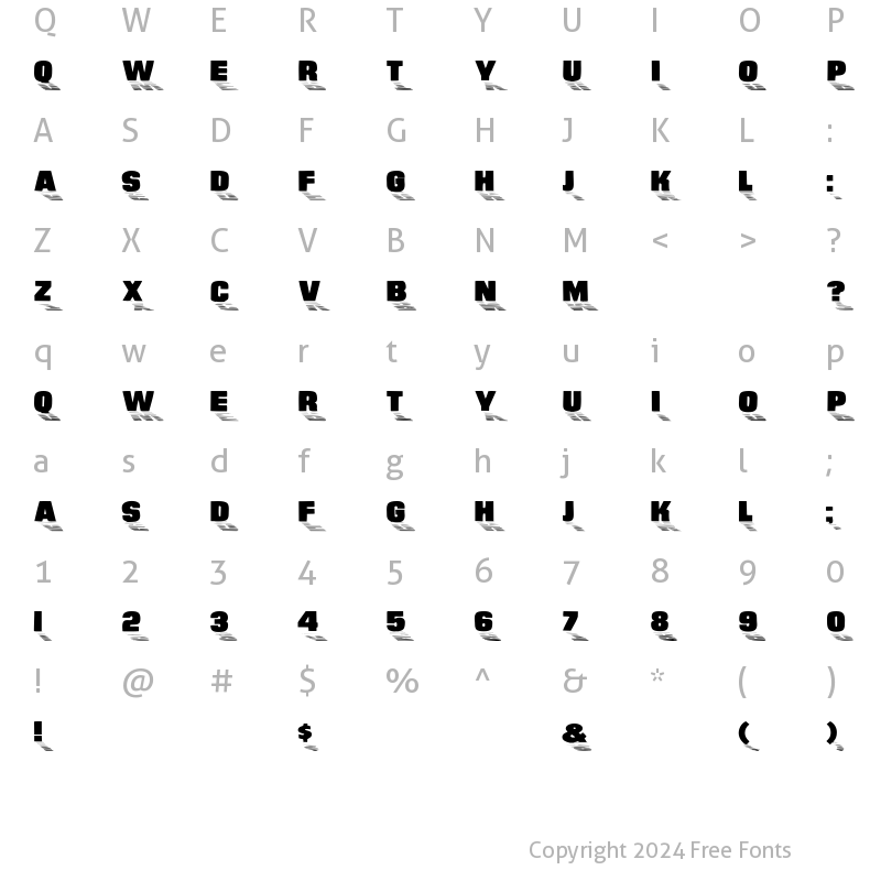 Character Map of SundownDisplayWide Regular