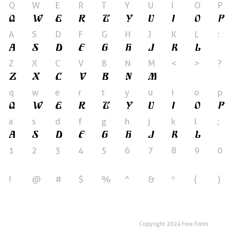 Character Map of SundraDisplayCaps Bold Italic