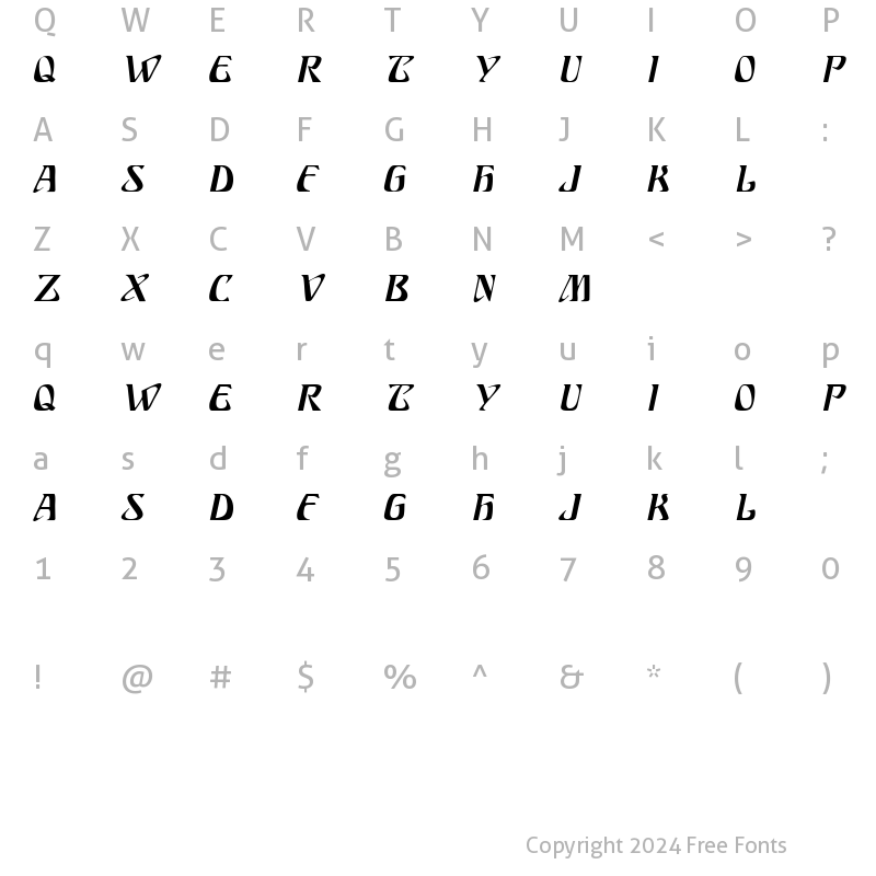 Character Map of SundraDisplayCaps Italic