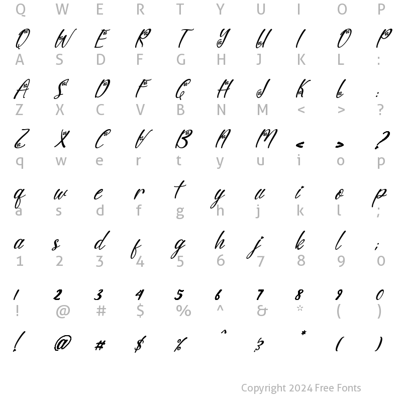 Character Map of Sunny Love Italic