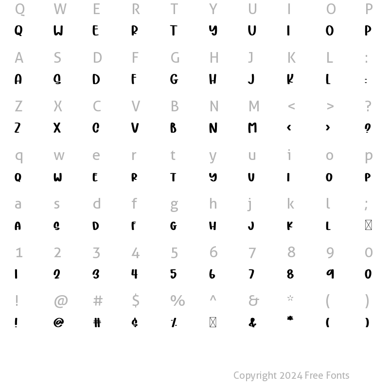 Character Map of Sunny Regular