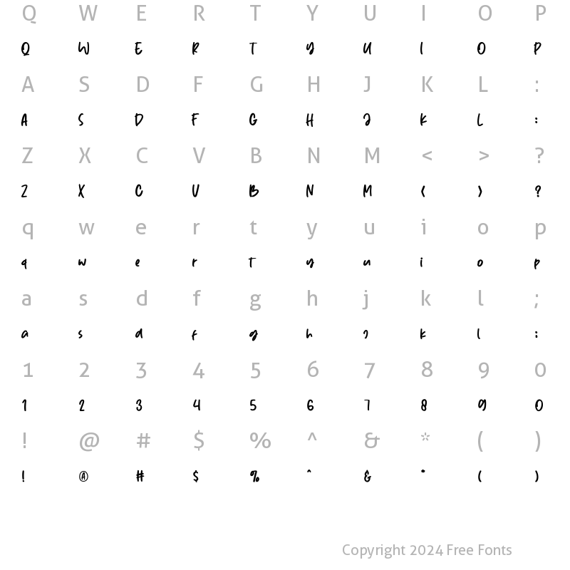 Character Map of Sunnyville Kreamery Regular