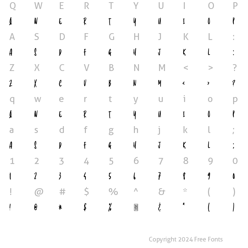 Character Map of Sunrise Lover Regular