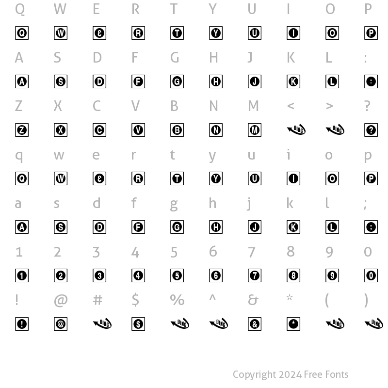 Character Map of Sunrise Regular