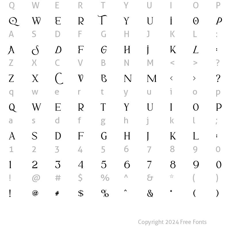 Character Map of Sunroll Bold