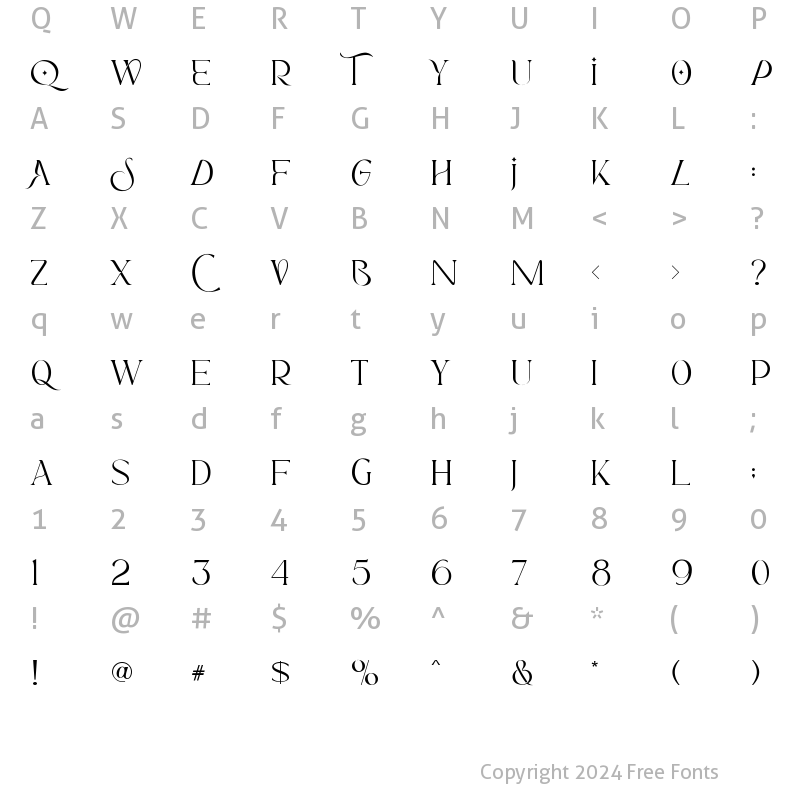 Character Map of Sunroll Regular