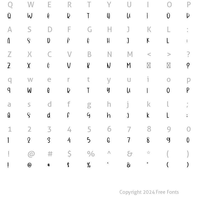 Character Map of Sunshine In Winter Regular