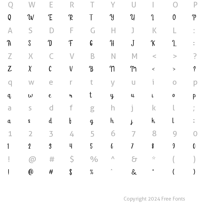 Character Map of Sunshine Mind Regular