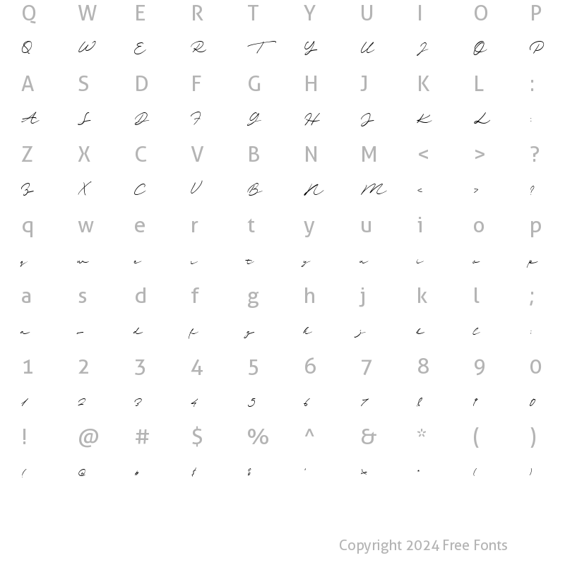 Character Map of Sunshine Valley Regular