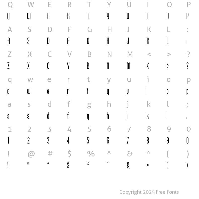 Character Map of Sunshoe Regular