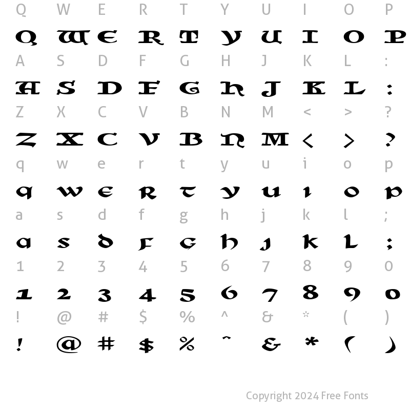 Character Map of SunSplashExtended Regular