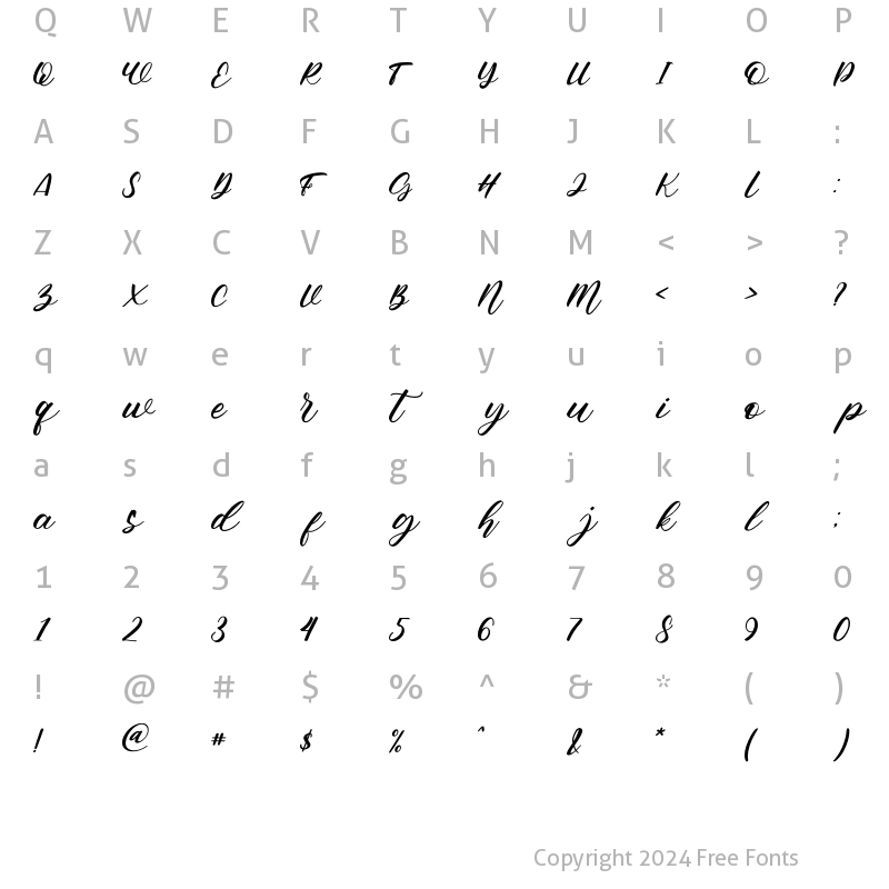 Character Map of Sunwira Regular