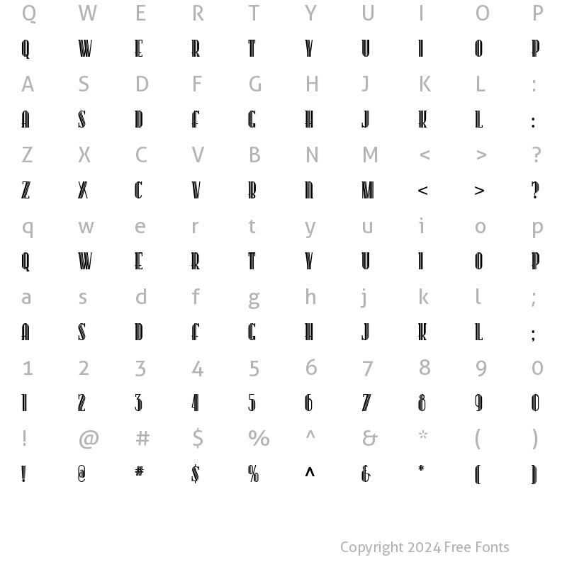 Character Map of Super Bob Triline Nf Regular