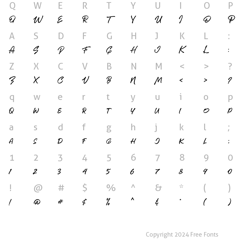 Character Map of Super Giants Regular