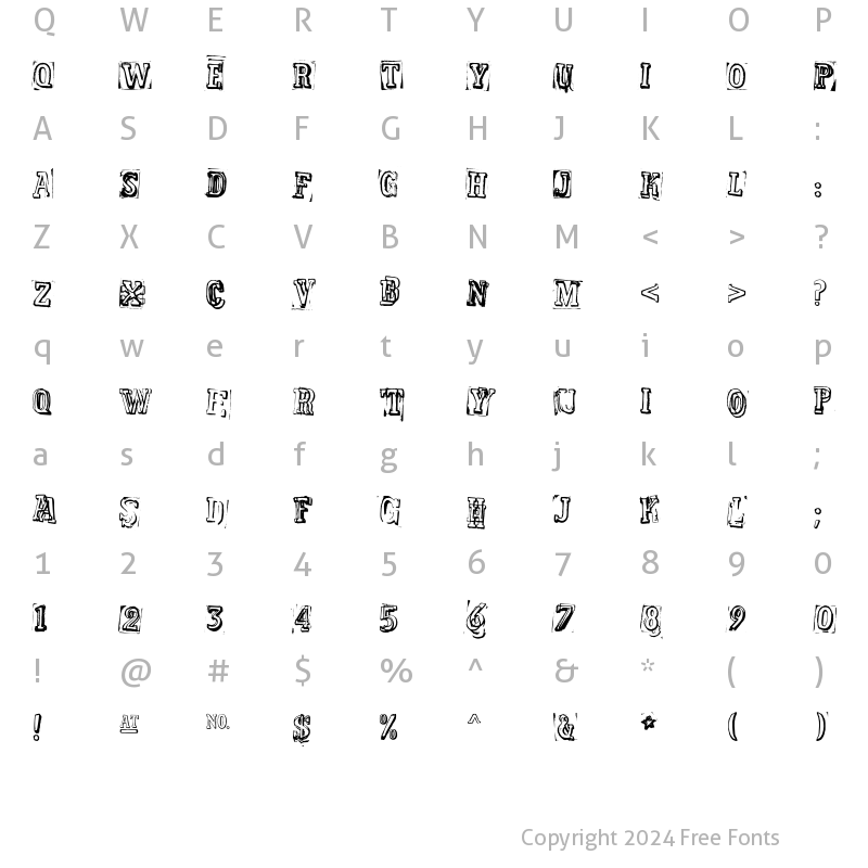 Character Map of SuperiorSmudged Regular