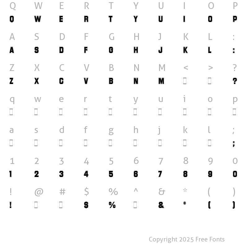 Character Map of Superstar LET Plain