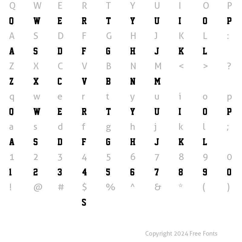 Character Map of Superstar M54 Regular