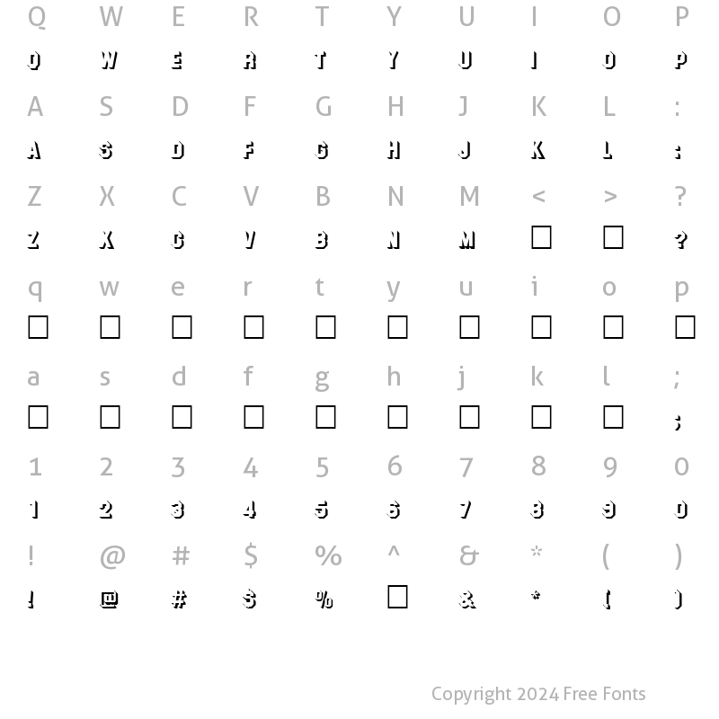 Character Map of Superstar Shadow URW Regular