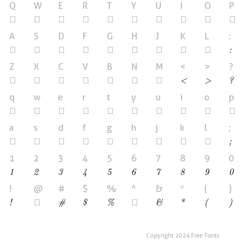 Character Map of SURAVARA_SWARNA Italic