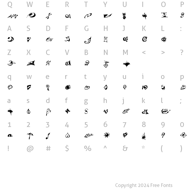 Character Map of SuRealDingbats VolumeOne Regular