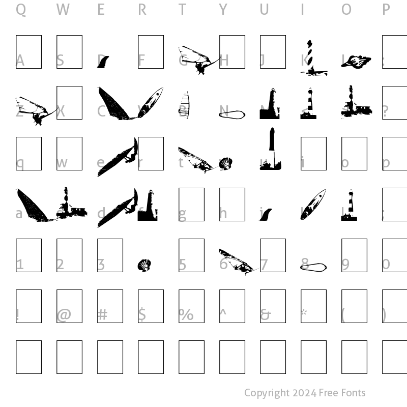 Character Map of Surf Bat (Windsurfing Dingbats) Regular