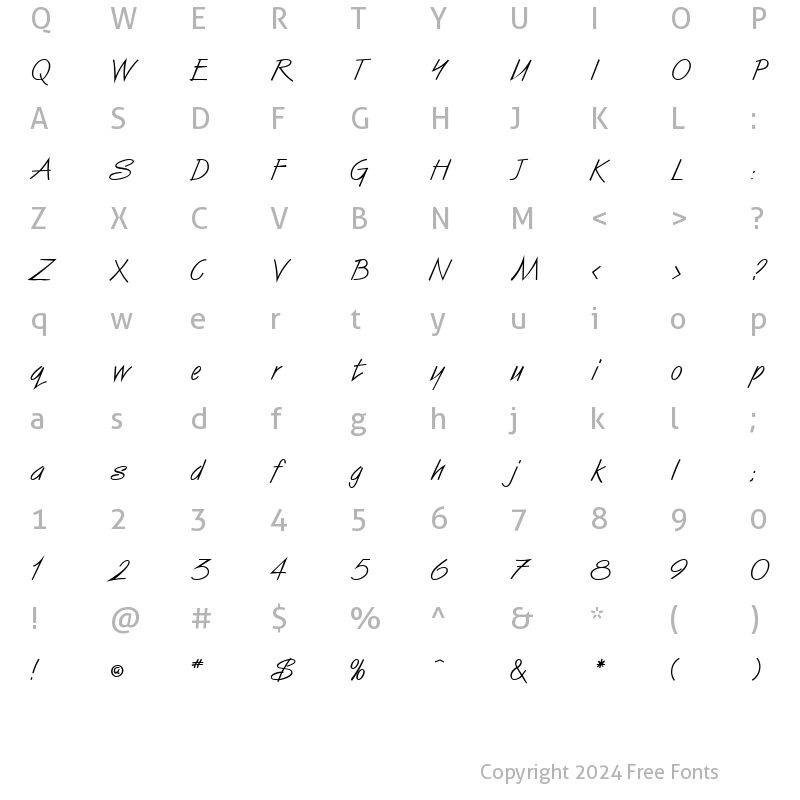 Character Map of Surfboard DB Regular