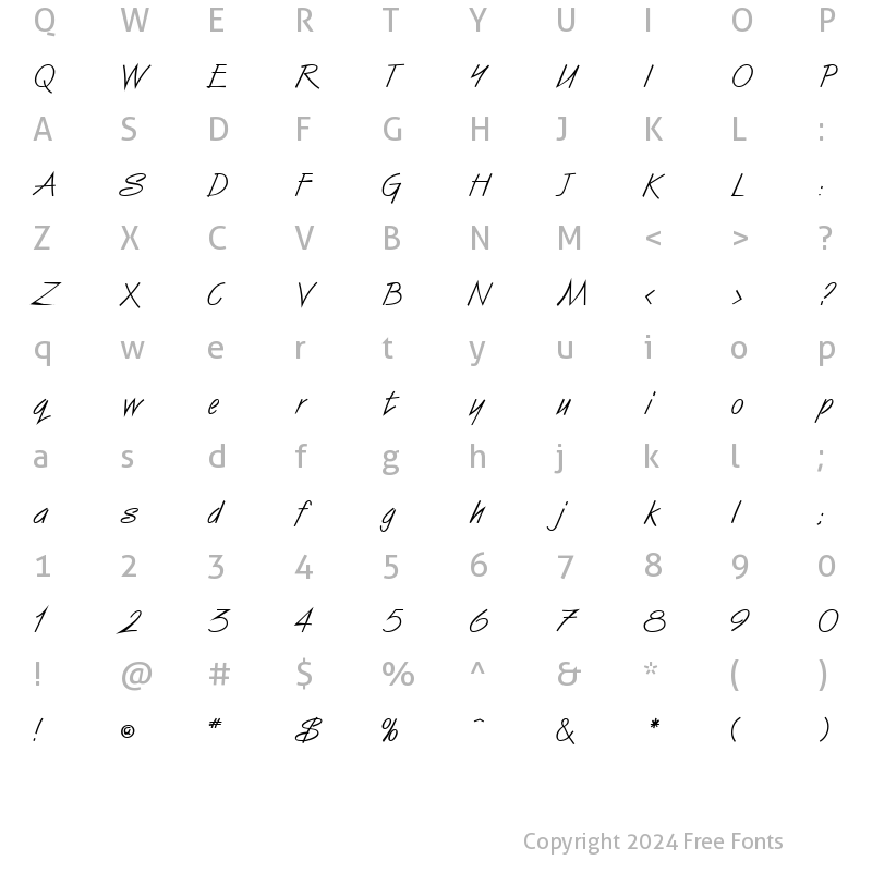 Character Map of Surfboard Regular