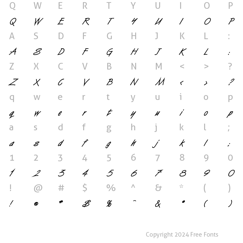 Character Map of Surfer BoldItalic