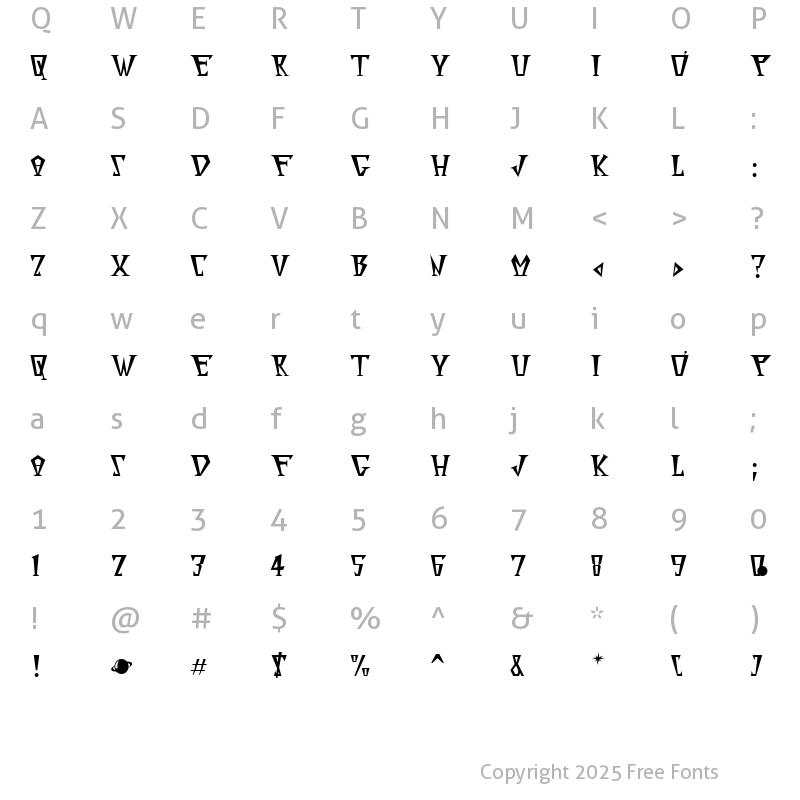 Character Map of Surfin'ta Mars Regular