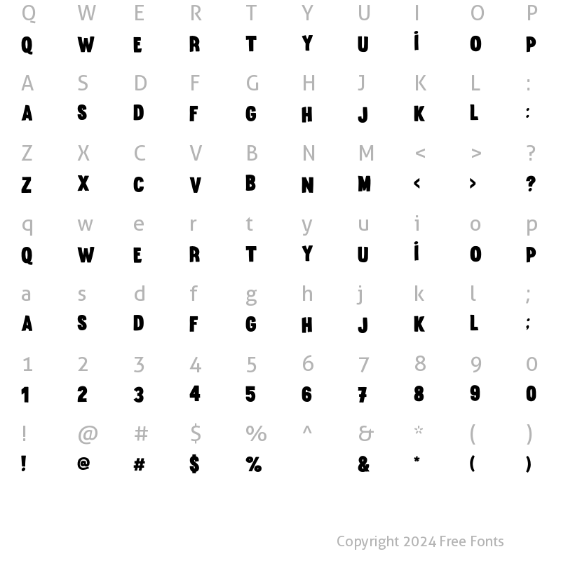 Character Map of Surprise Party Fill Regular