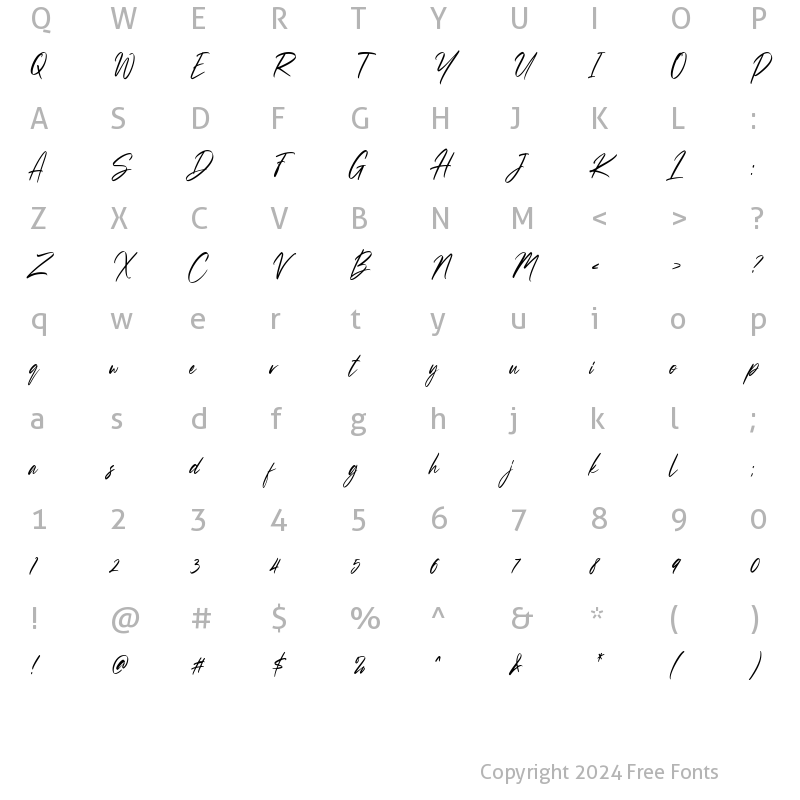 Character Map of Sussane Regular