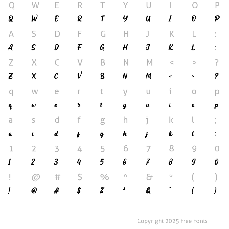 Character Map of Sutiya Regular
