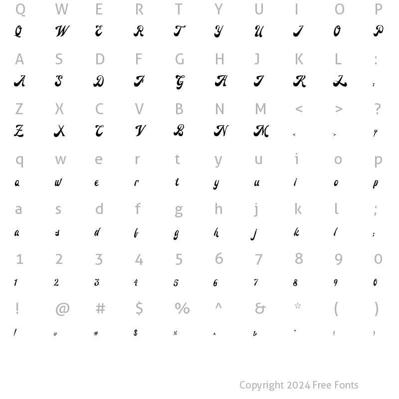 Character Map of Suttan Telo Regular